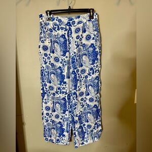 Cynthia Rowley Blue and White Patterned Pants